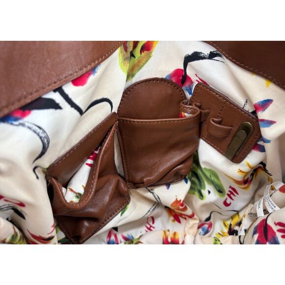 Chi By Carlos Falchi Leather Bag Satchel Brown Snakeskin Accent Boho Western - Picture 8 of 10